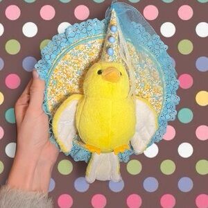 yellow bird plushie taxidermy